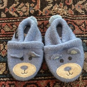 Garnet Hill Light Blue Wool Slippers